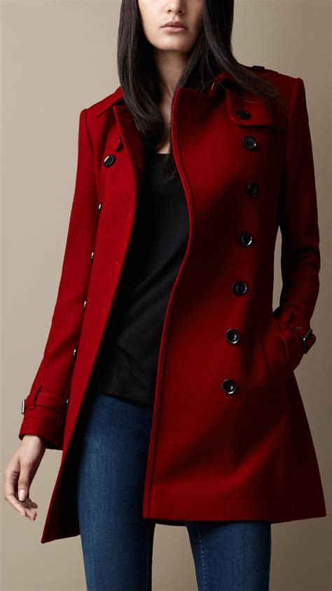 burberry wool coat red